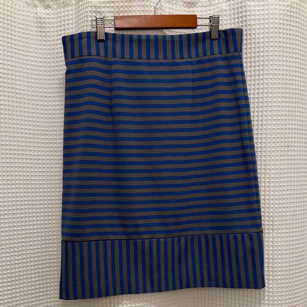 Anthropologie Plenty by Tracy Reese Blue and Gray Striped Pencil Skirt - size 12